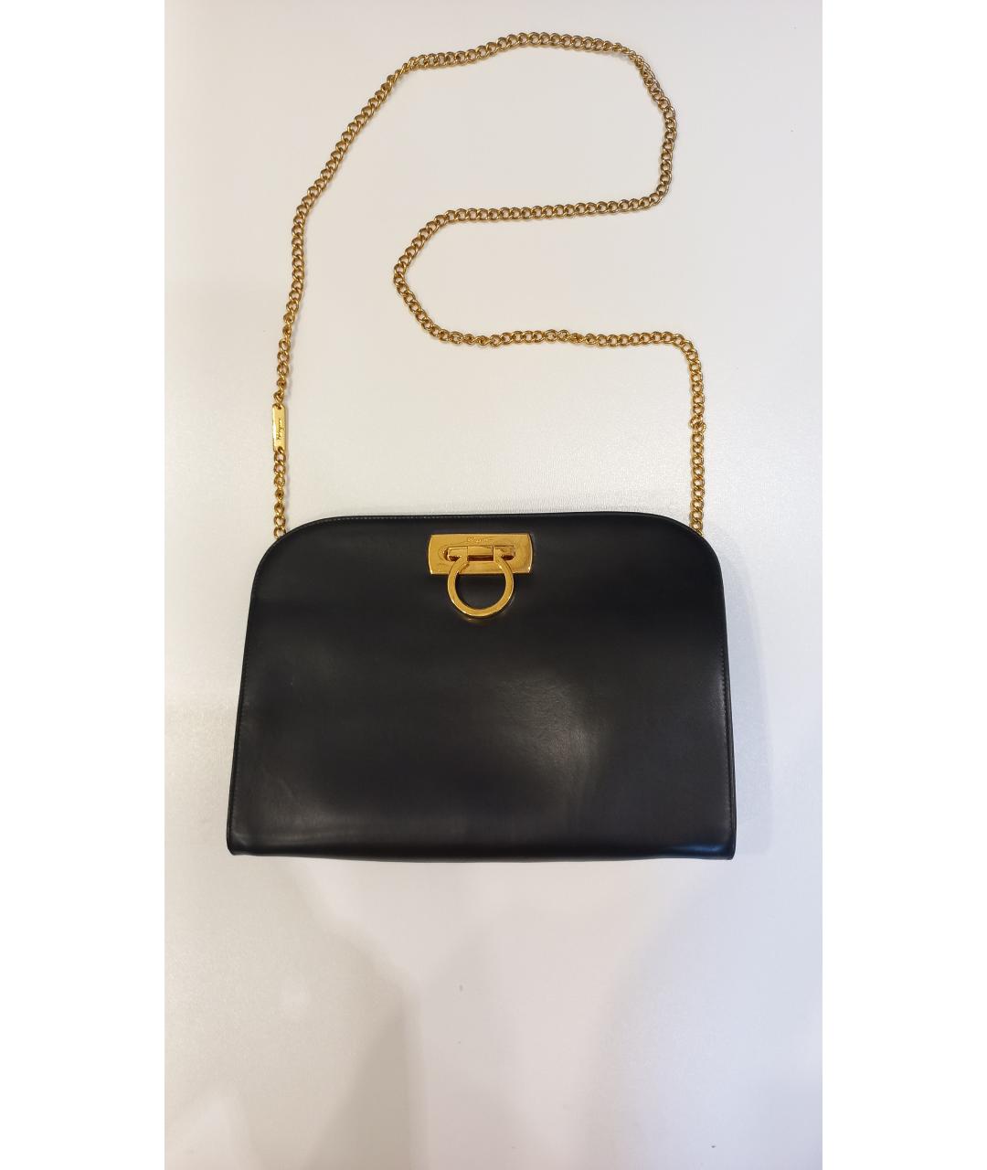FERRAGAMO Черная кожаная сумка через плечо, фото 10