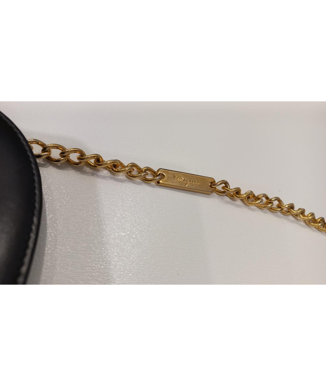 FERRAGAMO Черная кожаная сумка через плечо, фото 3