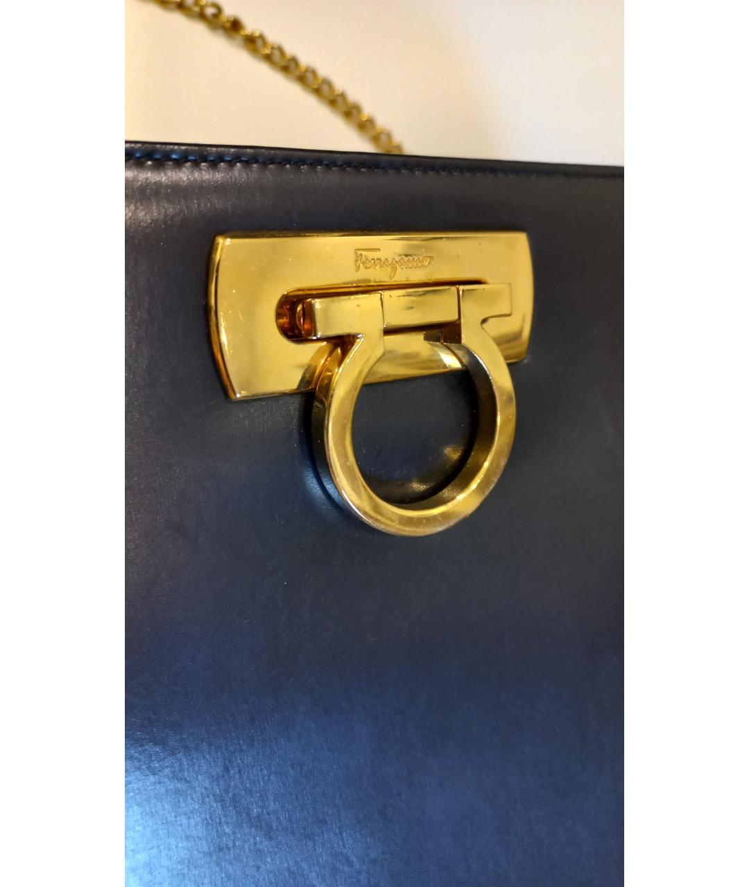FERRAGAMO Черная кожаная сумка через плечо, фото 4
