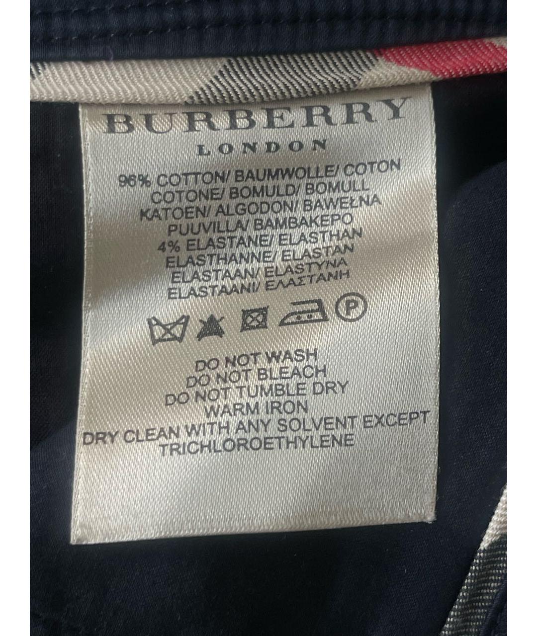 BURBERRY Темно-синие хлопко-эластановые шорты, фото 5