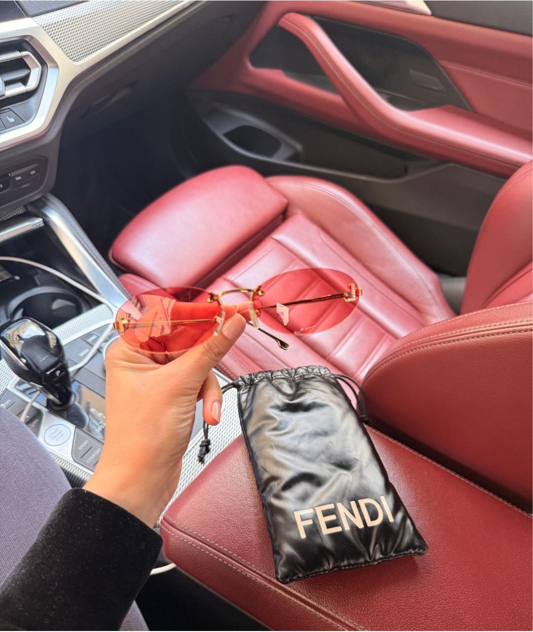 FENDI Золотые металлические солнцезащитные очки, фото 3
