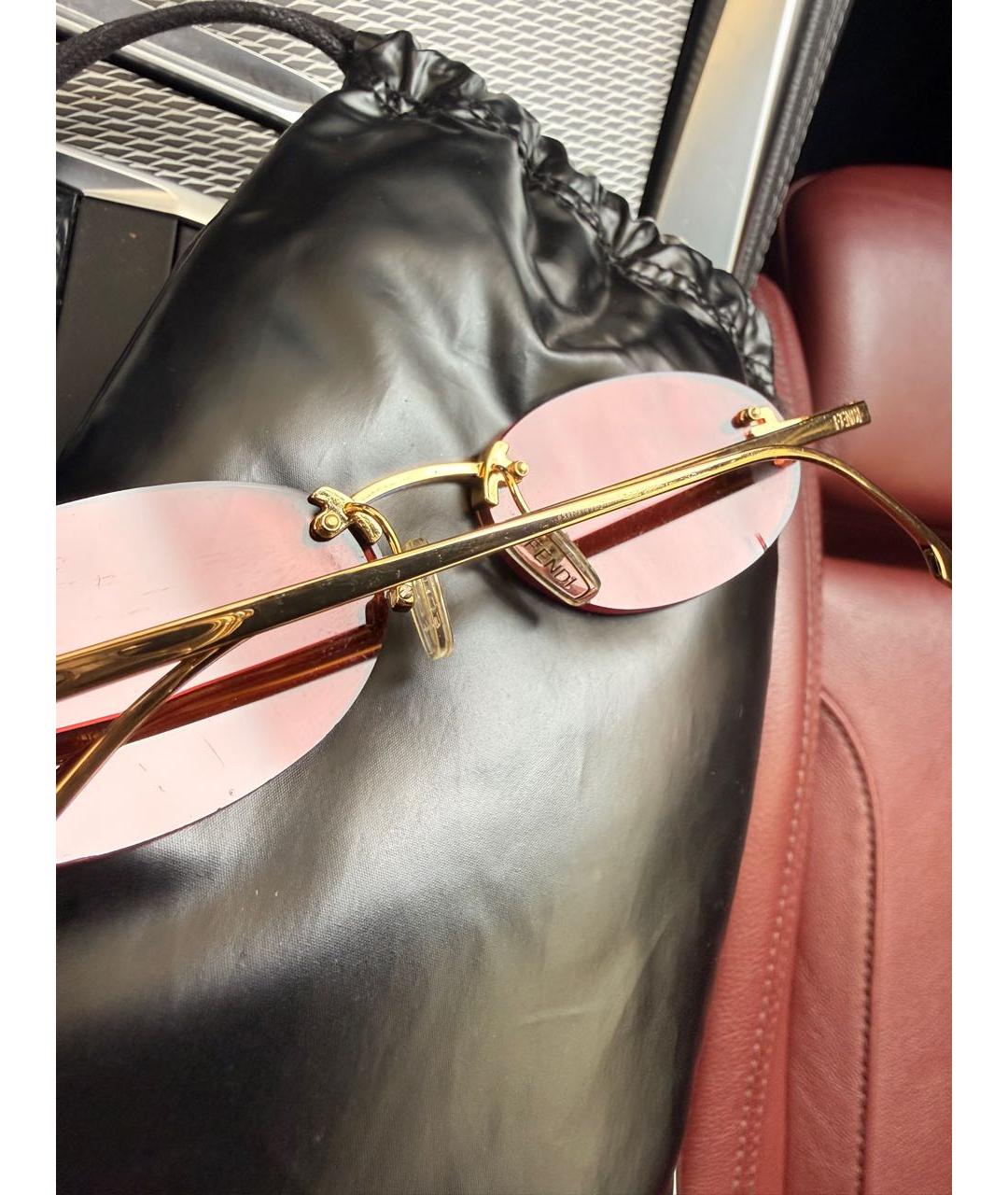 FENDI Золотые металлические солнцезащитные очки, фото 6