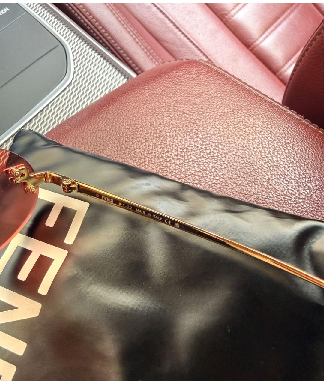 FENDI Золотые металлические солнцезащитные очки, фото 7