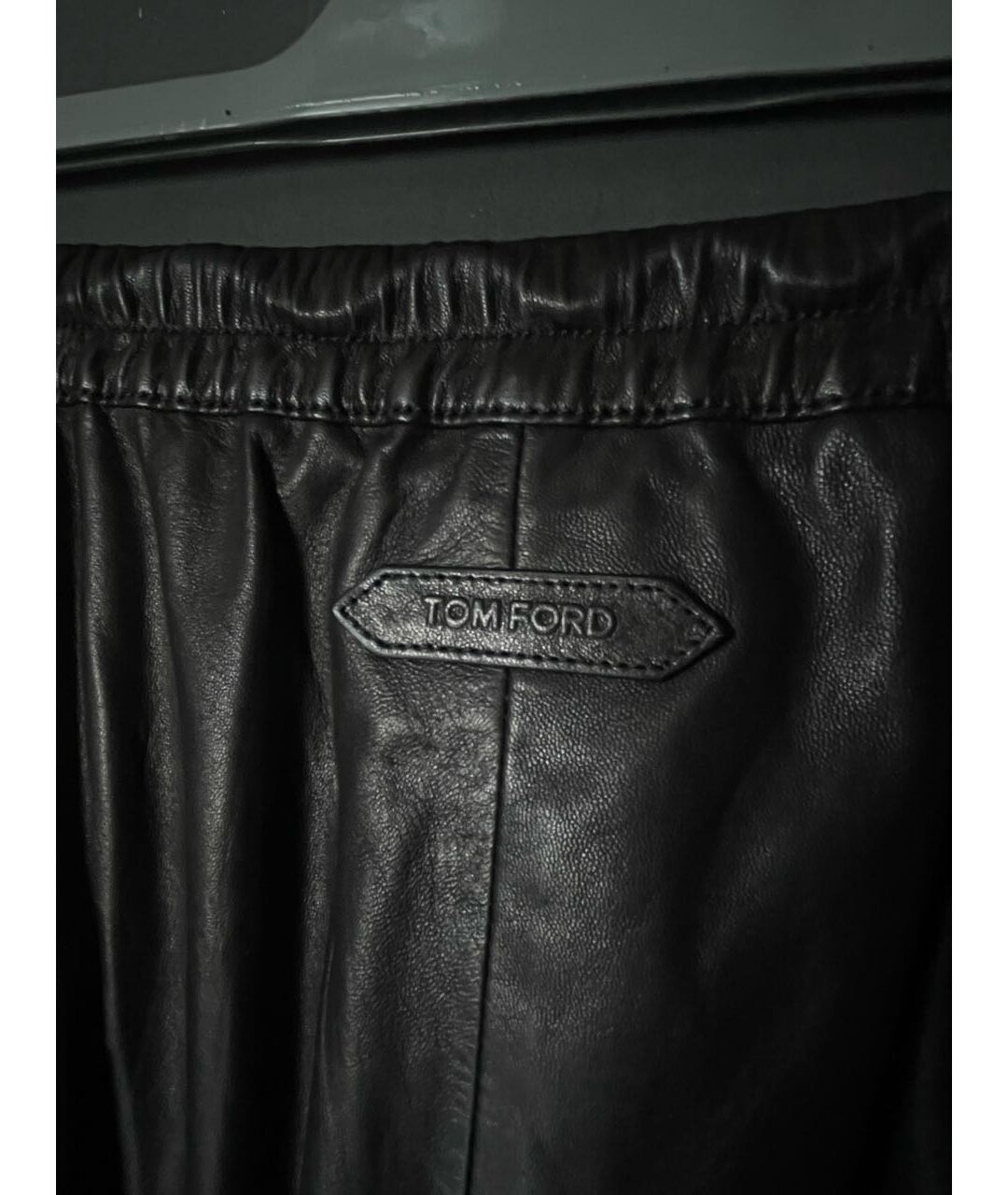 TOM FORD Черные кожаные прямые брюки, фото 3