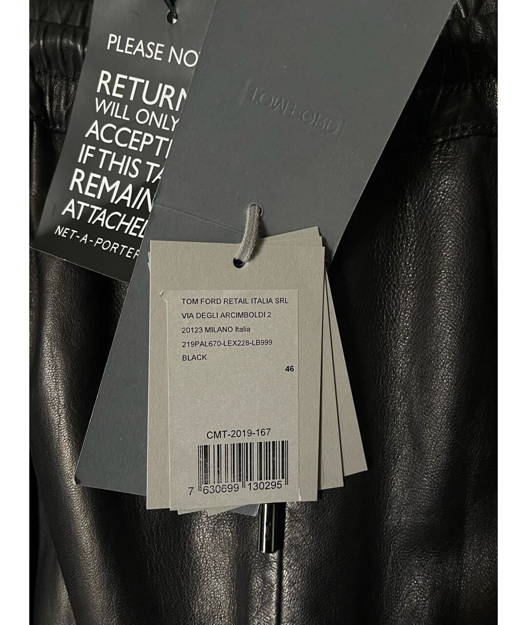 TOM FORD Черные кожаные прямые брюки, фото 6