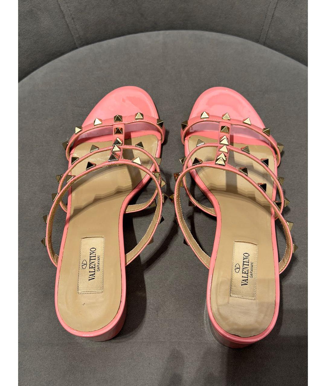 VALENTINO Розовые кожаные мюли, фото 3
