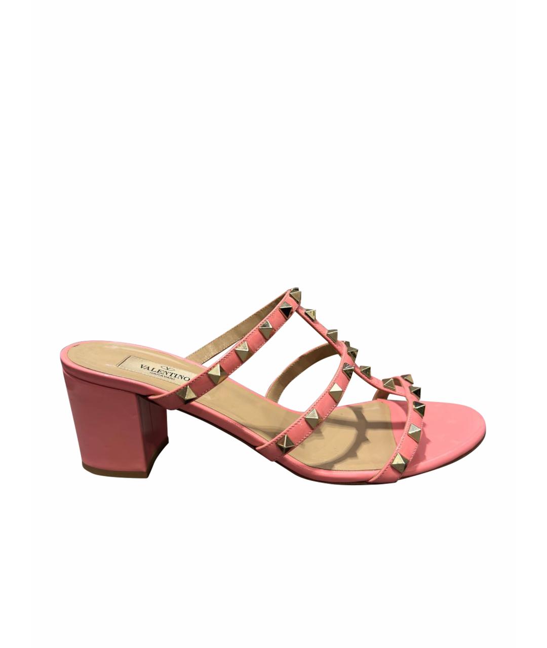 VALENTINO Розовые кожаные мюли, фото 1