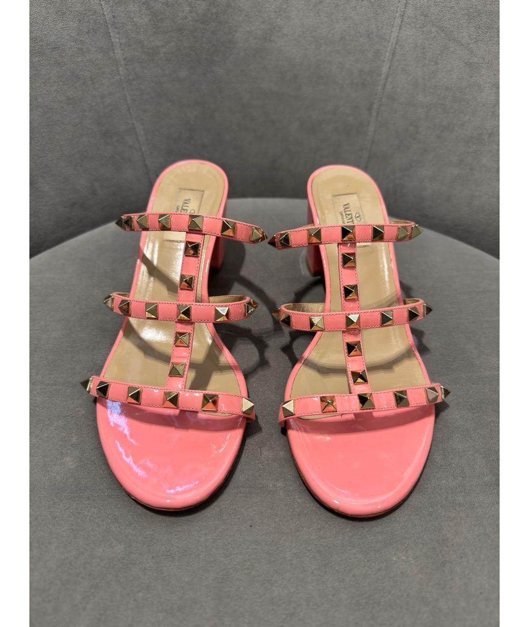VALENTINO Розовые кожаные мюли, фото 2