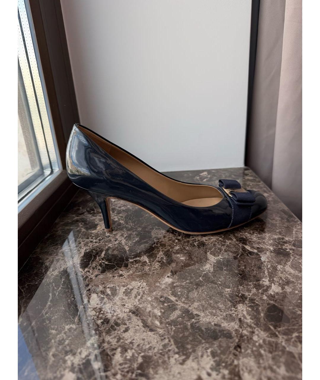 FERRAGAMO Темно-синие кожаные туфли, фото 7