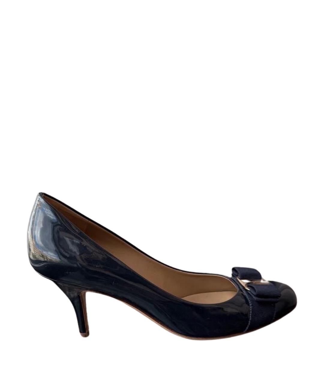 FERRAGAMO Темно-синие кожаные туфли, фото 1