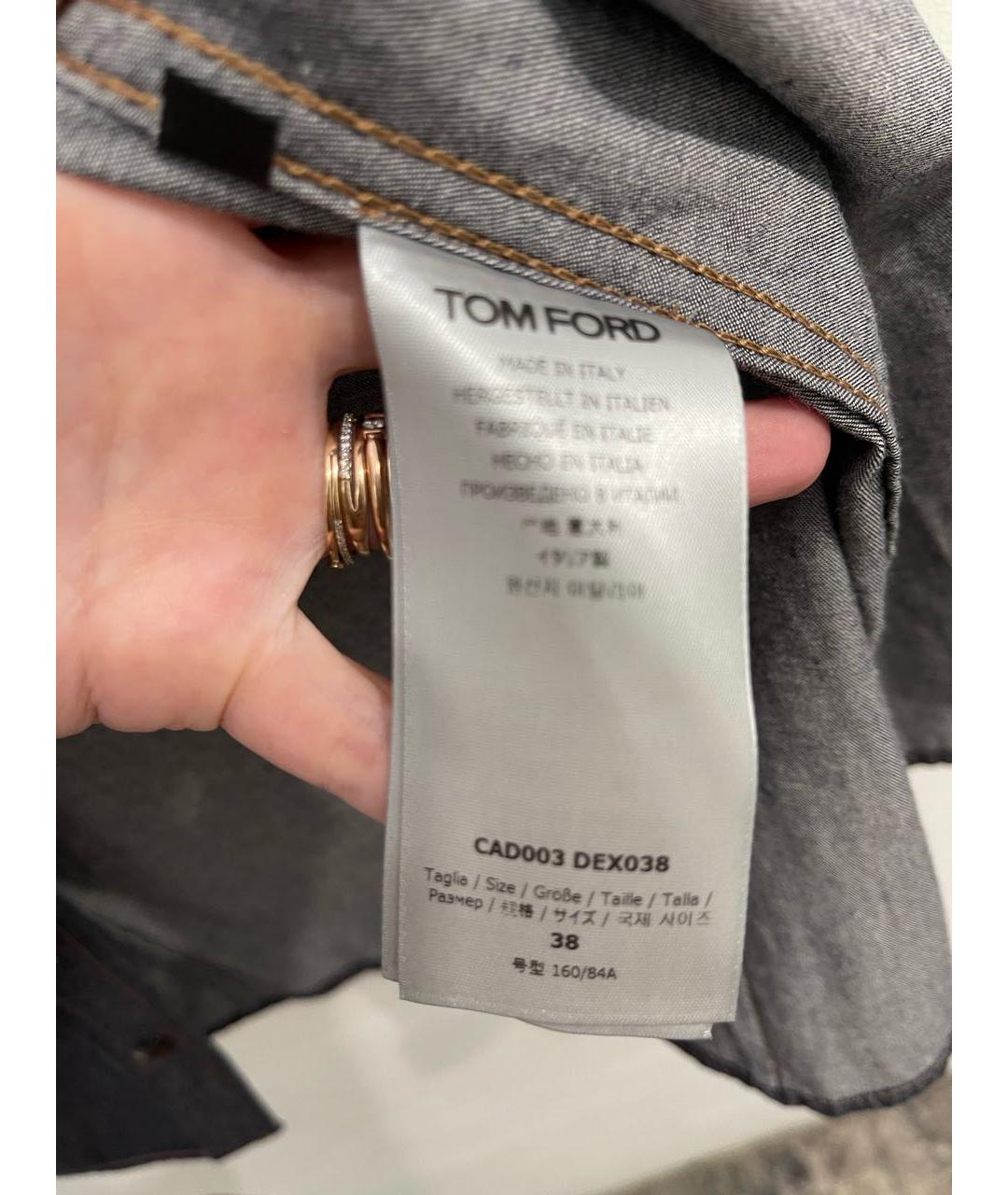 TOM FORD Темно-синяя хлопковая рубашка, фото 6