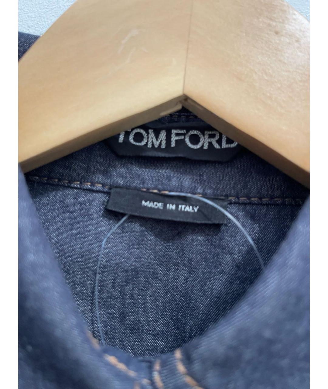 TOM FORD Темно-синяя хлопковая рубашка, фото 3