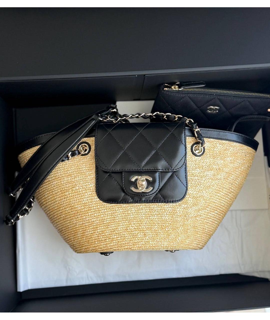 CHANEL Бежевая плетеная пляжная сумка, фото 2