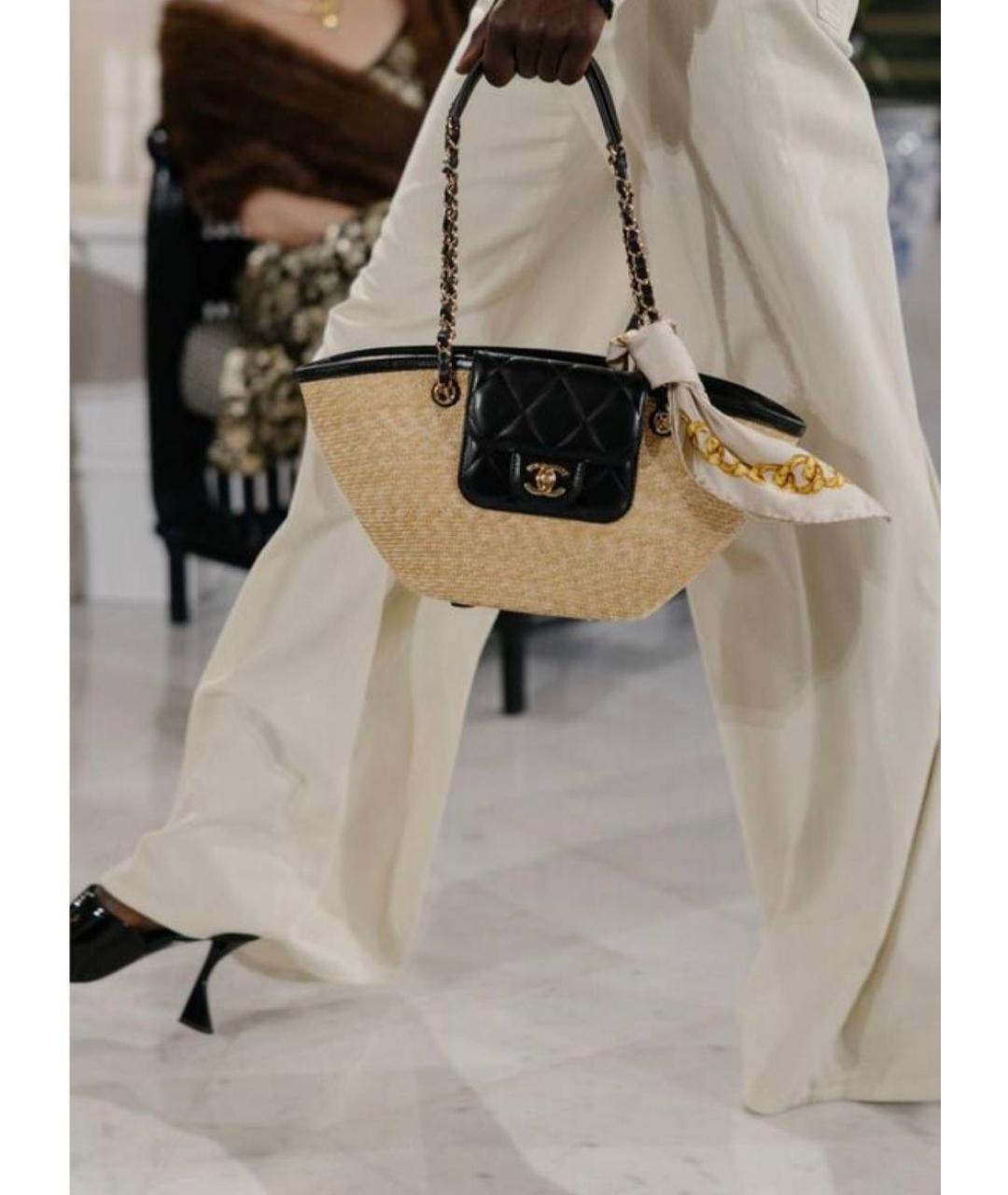 CHANEL Бежевая плетеная пляжная сумка, фото 4