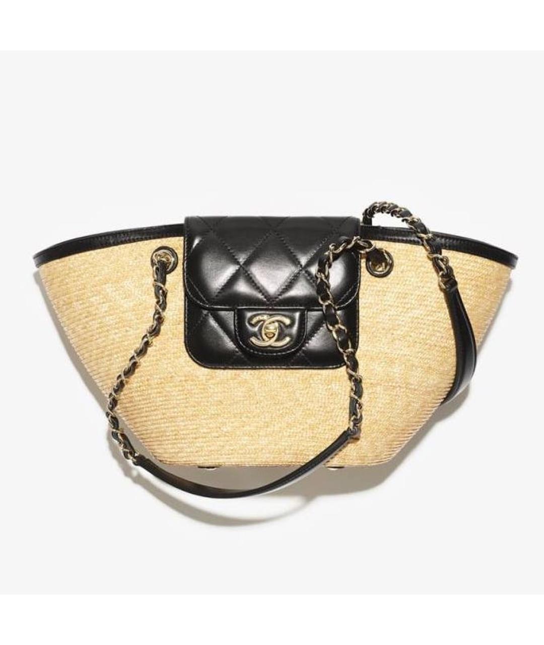 CHANEL Бежевая плетеная пляжная сумка, фото 7