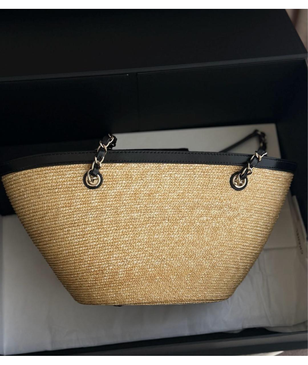 CHANEL Бежевая плетеная пляжная сумка, фото 3