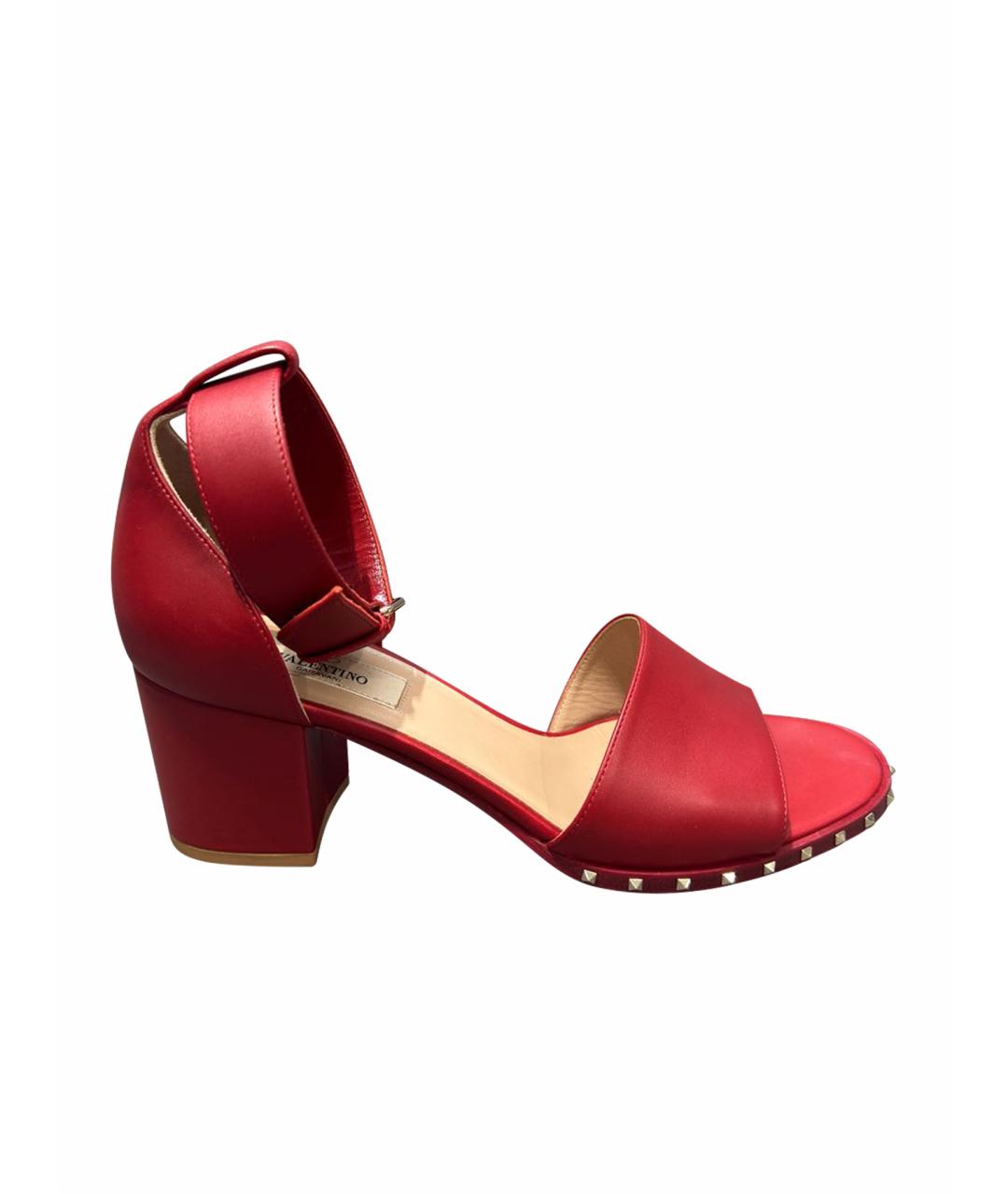 VALENTINO Красные кожаные босоножки, фото 1