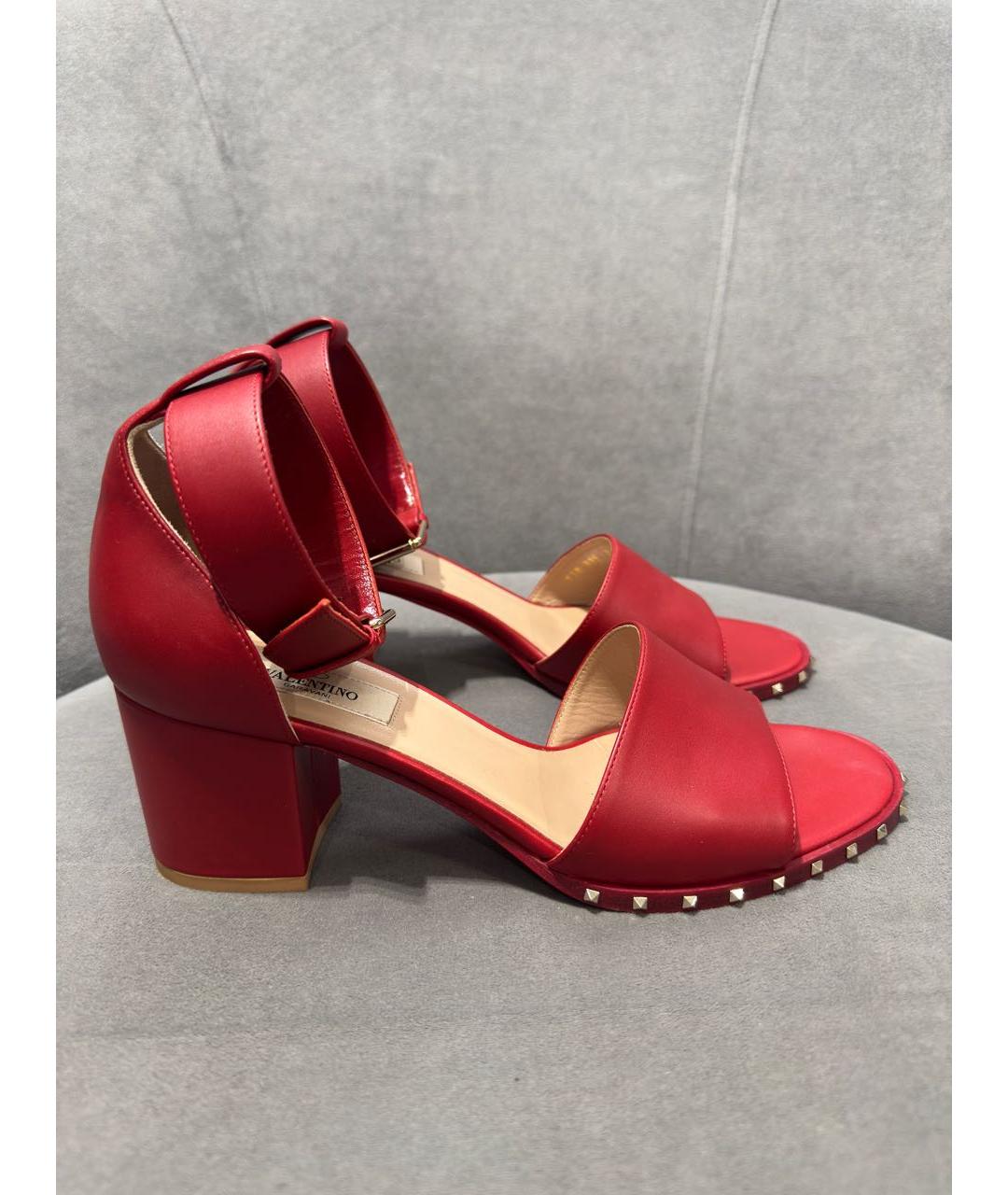 VALENTINO Красные кожаные босоножки, фото 7