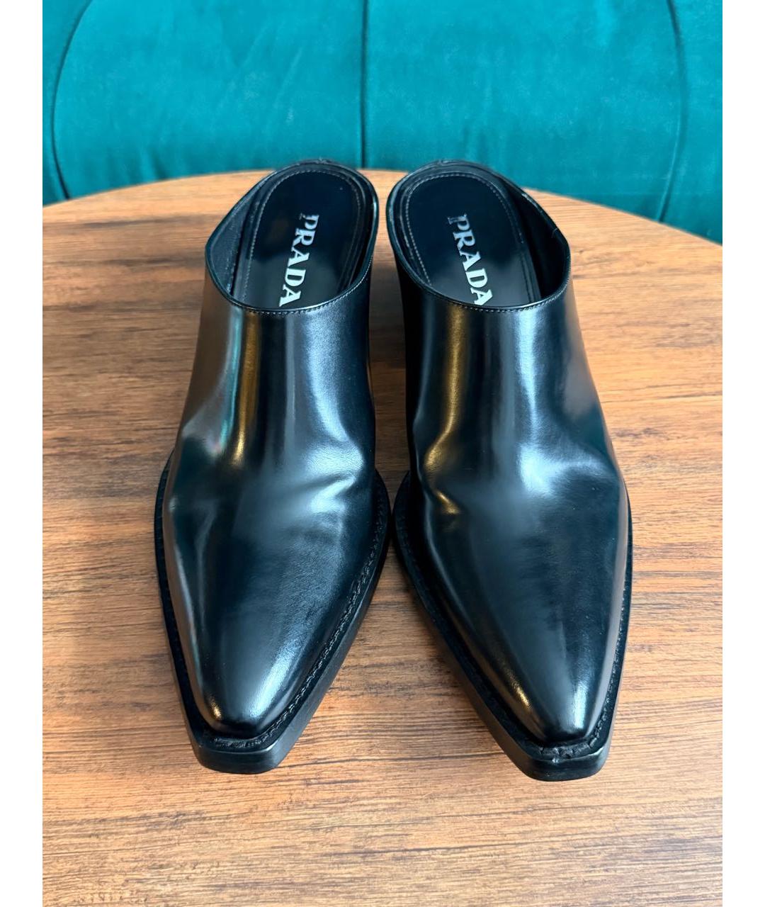 PRADA Черные кожаные мюли, фото 6