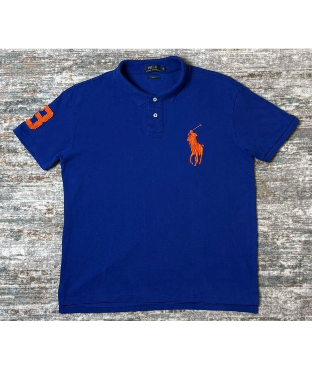 POLO RALPH LAUREN Синее хлопковое поло с коротким рукавом, фото 7