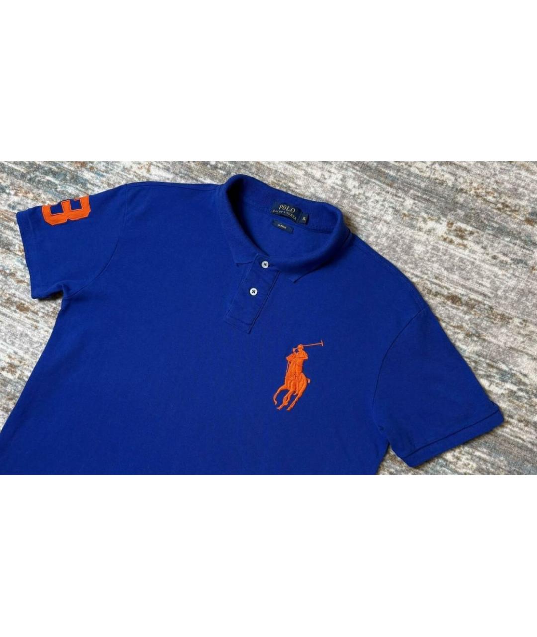 POLO RALPH LAUREN Синее хлопковое поло с коротким рукавом, фото 2
