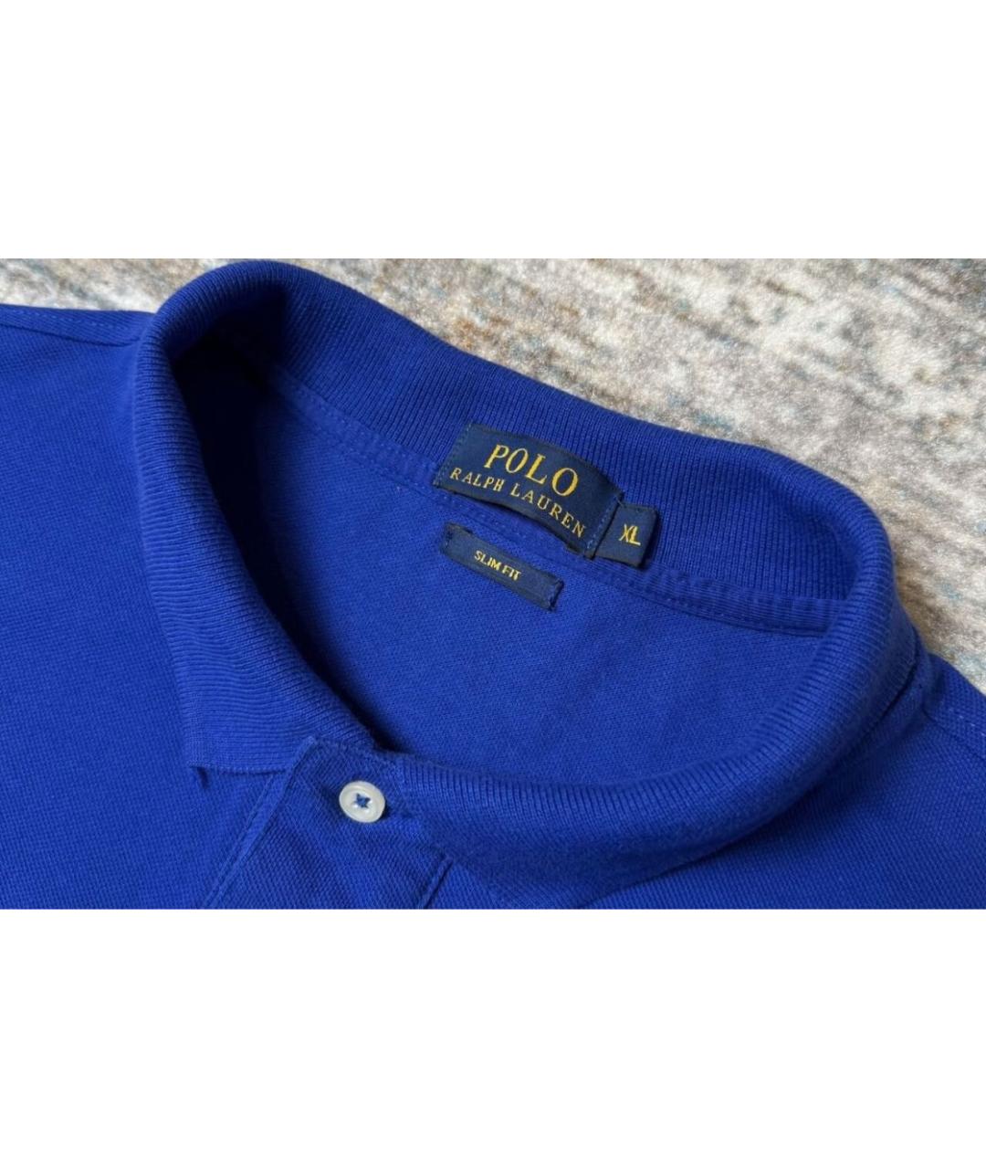 POLO RALPH LAUREN Синее хлопковое поло с коротким рукавом, фото 3