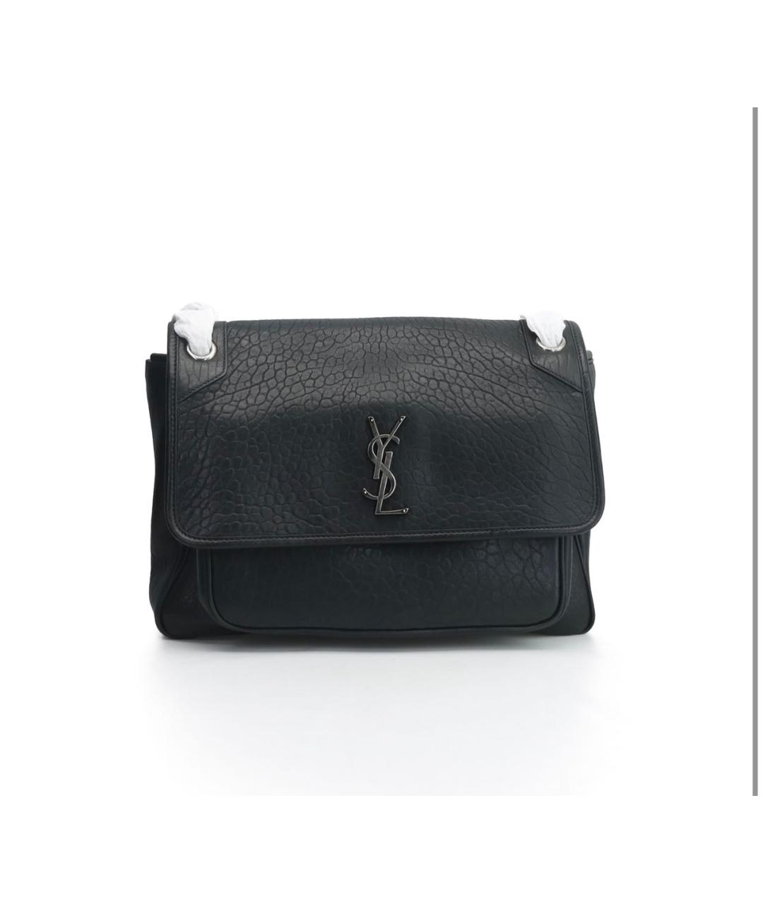 SAINT LAURENT Черная кожаная сумка тоут, фото 3