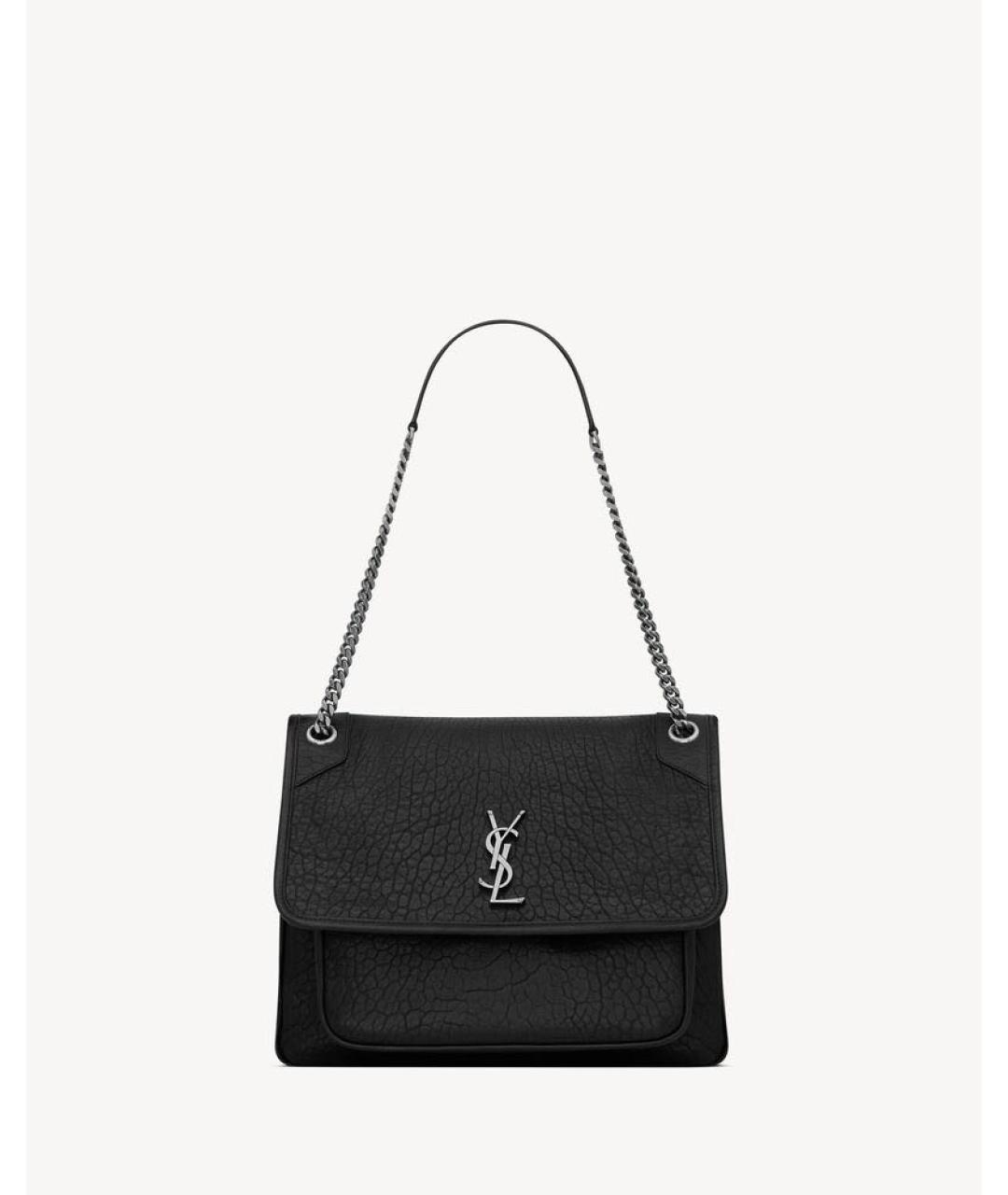 SAINT LAURENT Черная кожаная сумка тоут, фото 9