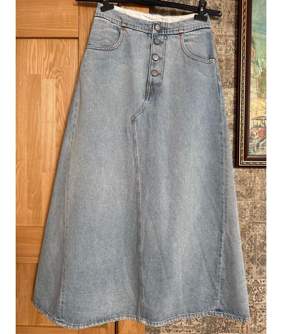 MM6 MAISON MARGIELA Голубая деним юбка макси, фото 5