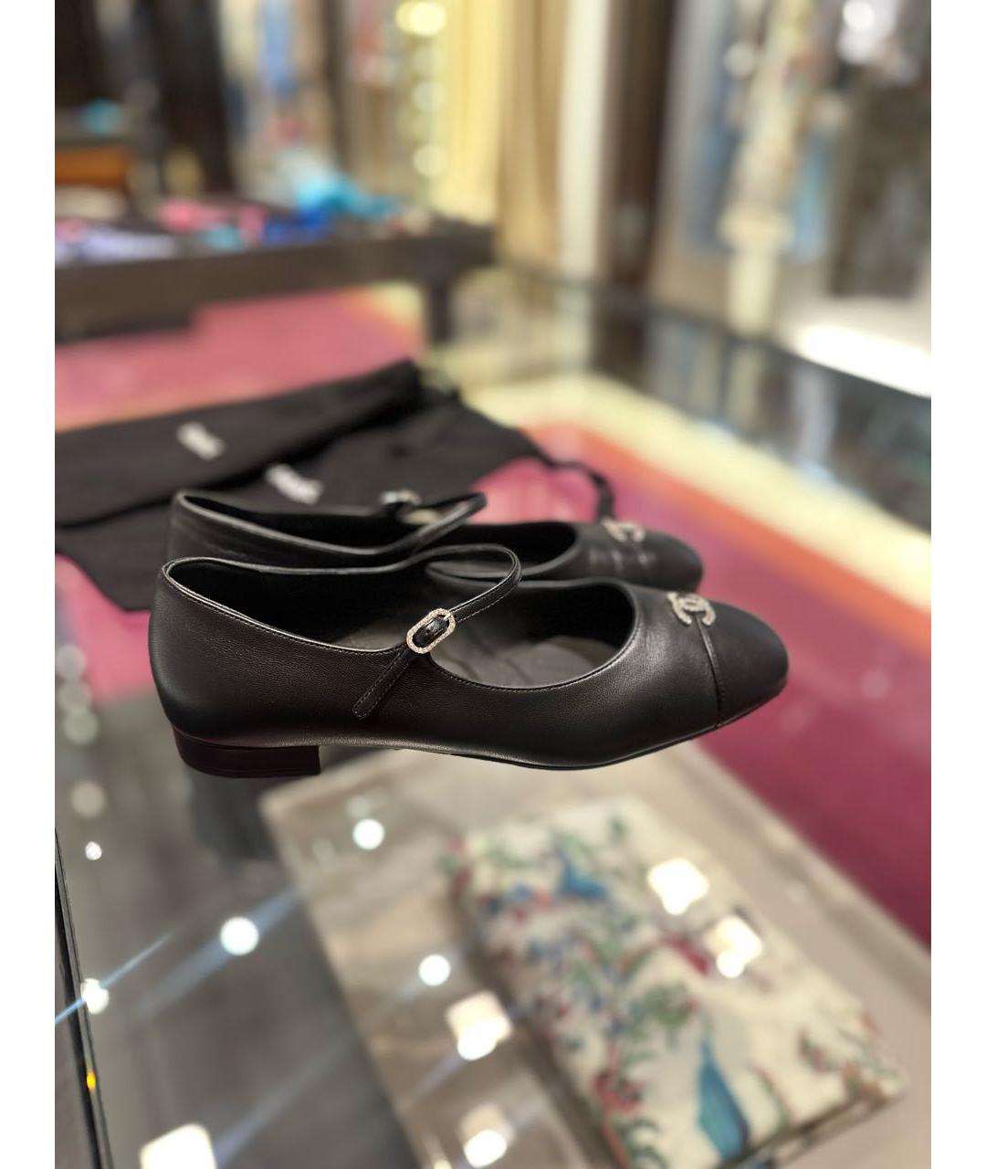 CHANEL Черные кожаные балетки, фото 8