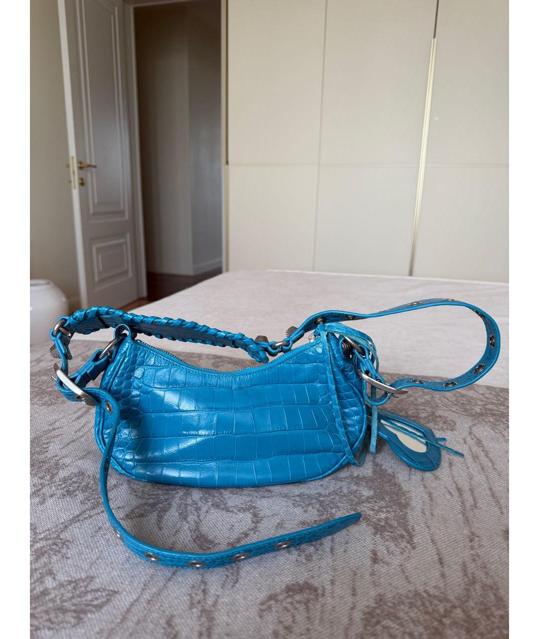 BALENCIAGA Голубая кожаная сумка через плечо, фото 3