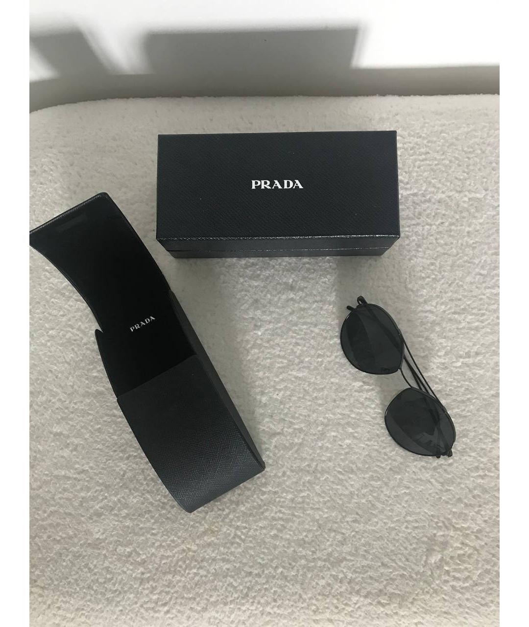 PRADA Черные металлические солнцезащитные очки, фото 4