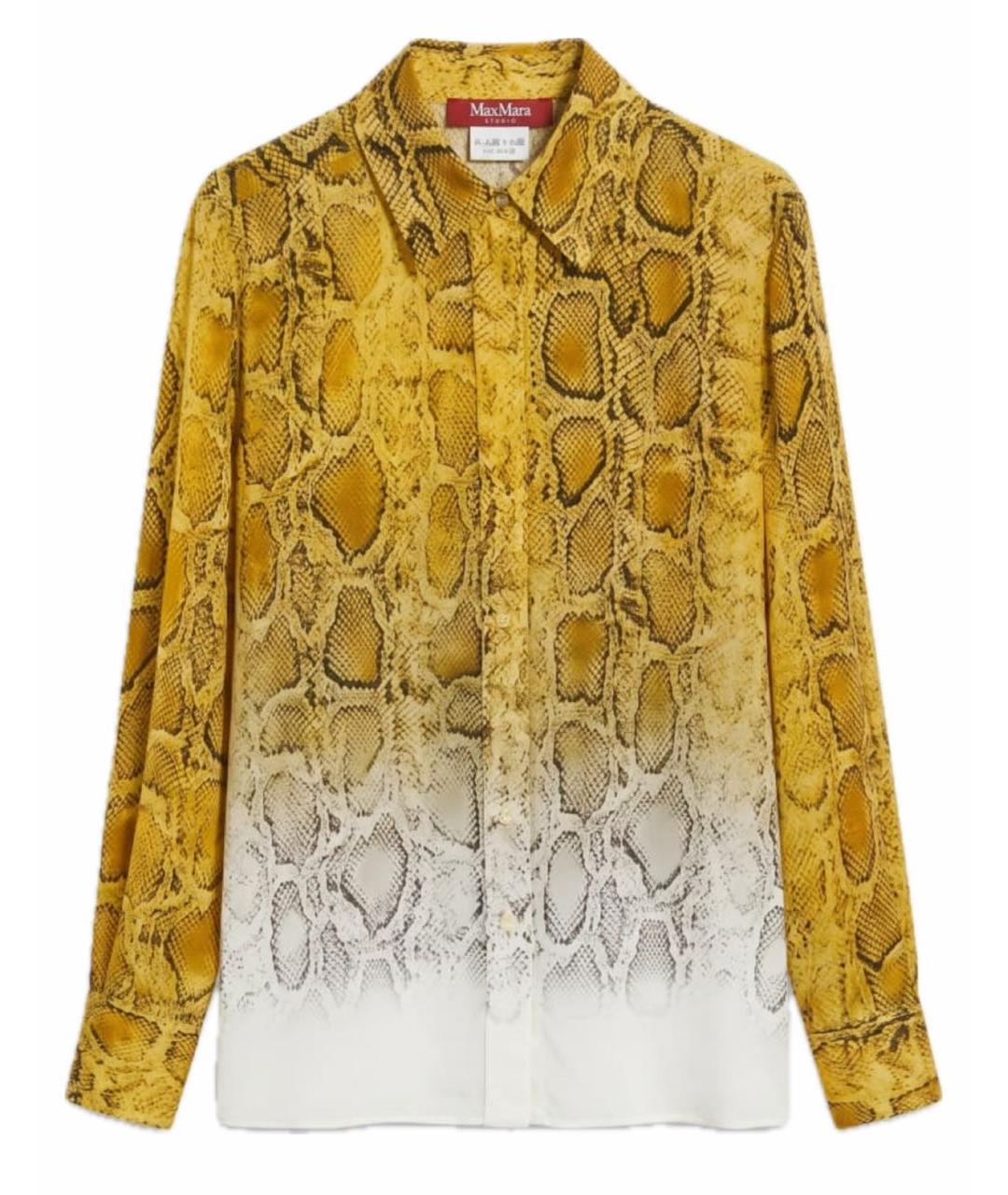 MAX MARA Желтая шелковая блузы, фото 1