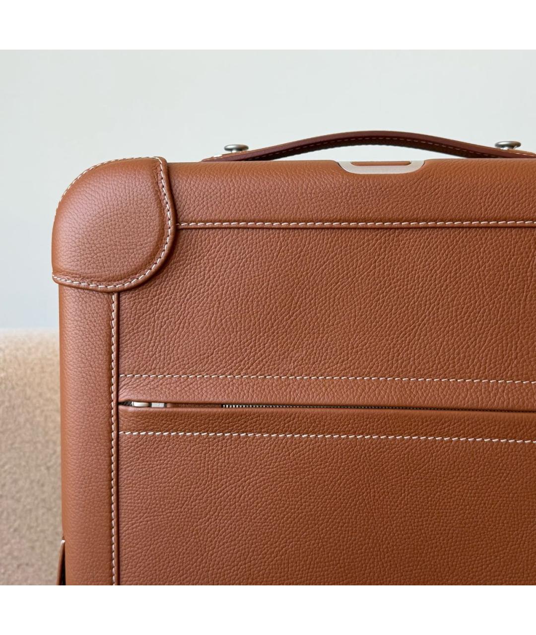 HERMES Оранжевый кожаный чемодан, фото 4