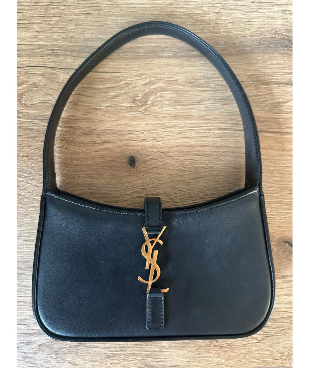 SAINT LAURENT Черная кожаная сумка с короткими ручками, фото 8