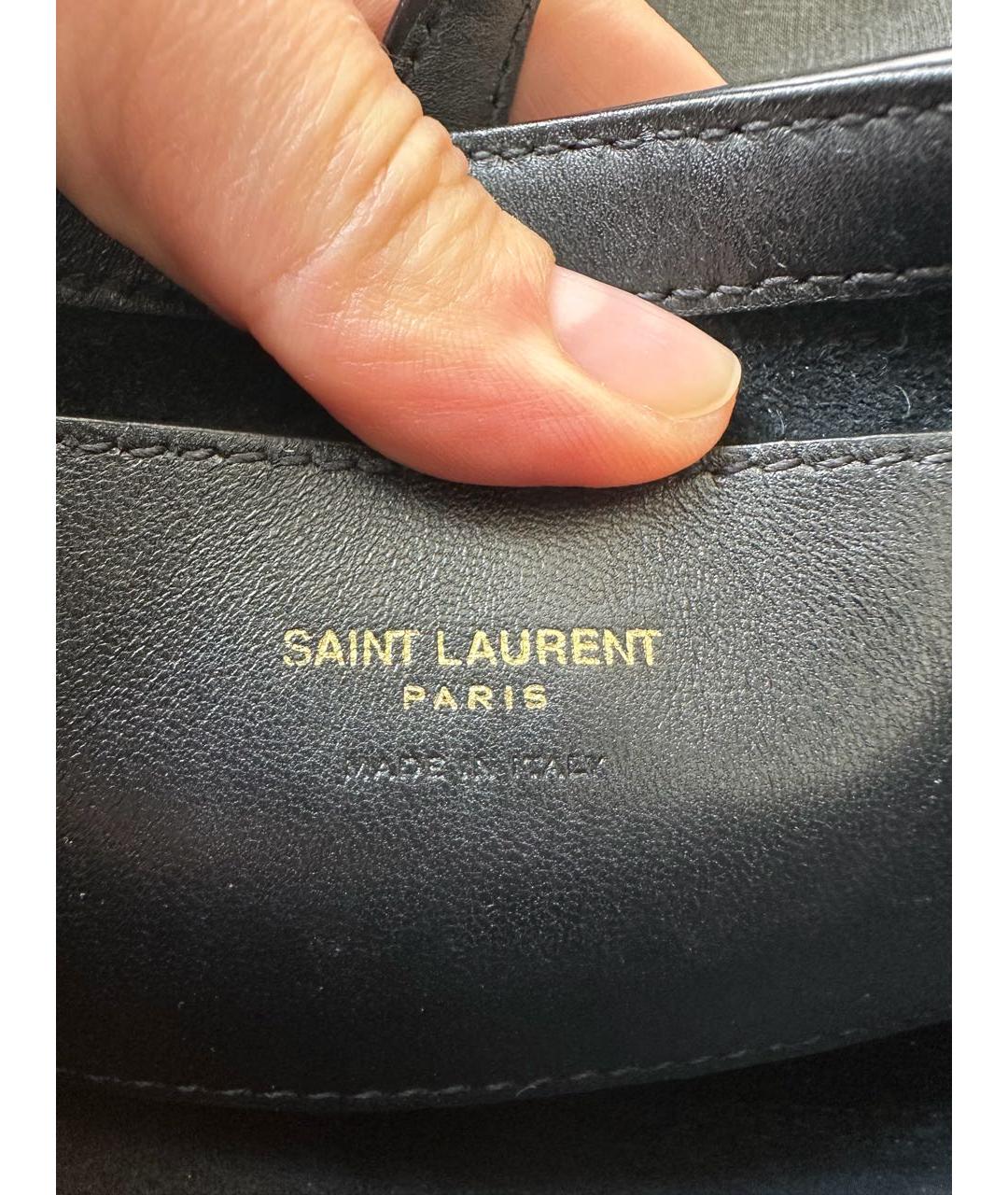 SAINT LAURENT Черная кожаная сумка с короткими ручками, фото 4