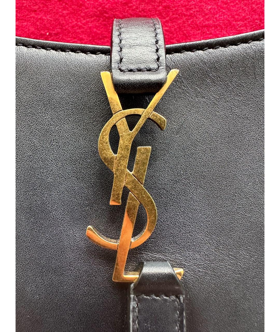 SAINT LAURENT Черная кожаная сумка с короткими ручками, фото 6