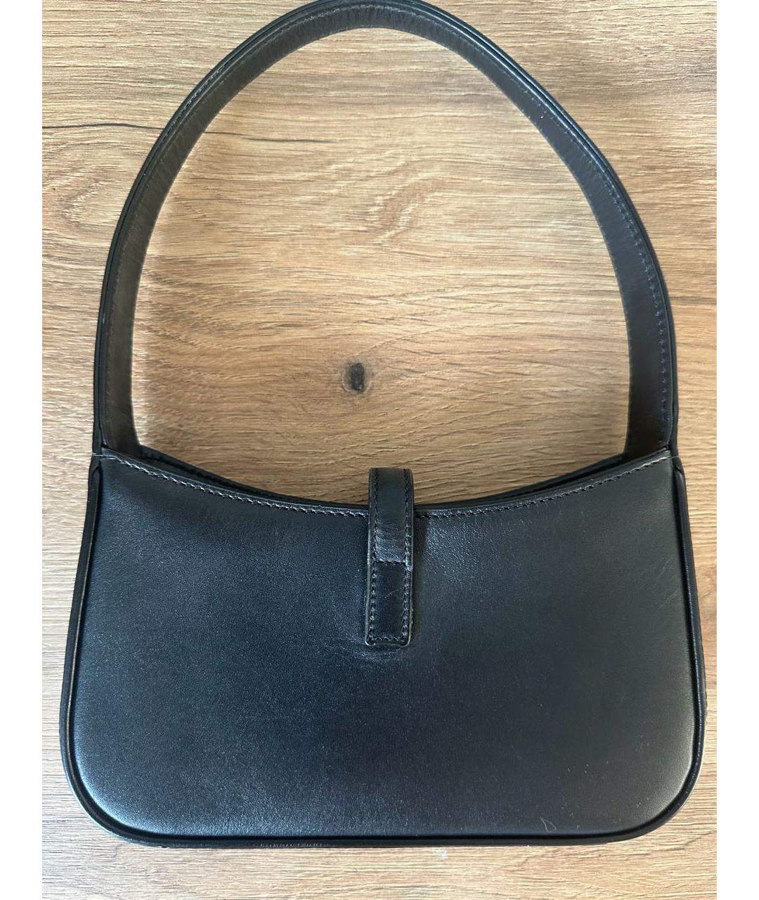 SAINT LAURENT Черная кожаная сумка с короткими ручками, фото 3