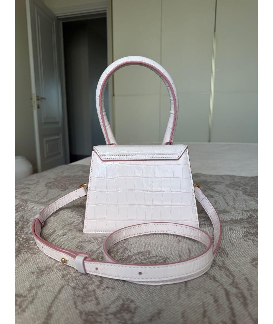 JACQUEMUS Розовая кожаная сумка с короткими ручками, фото 3
