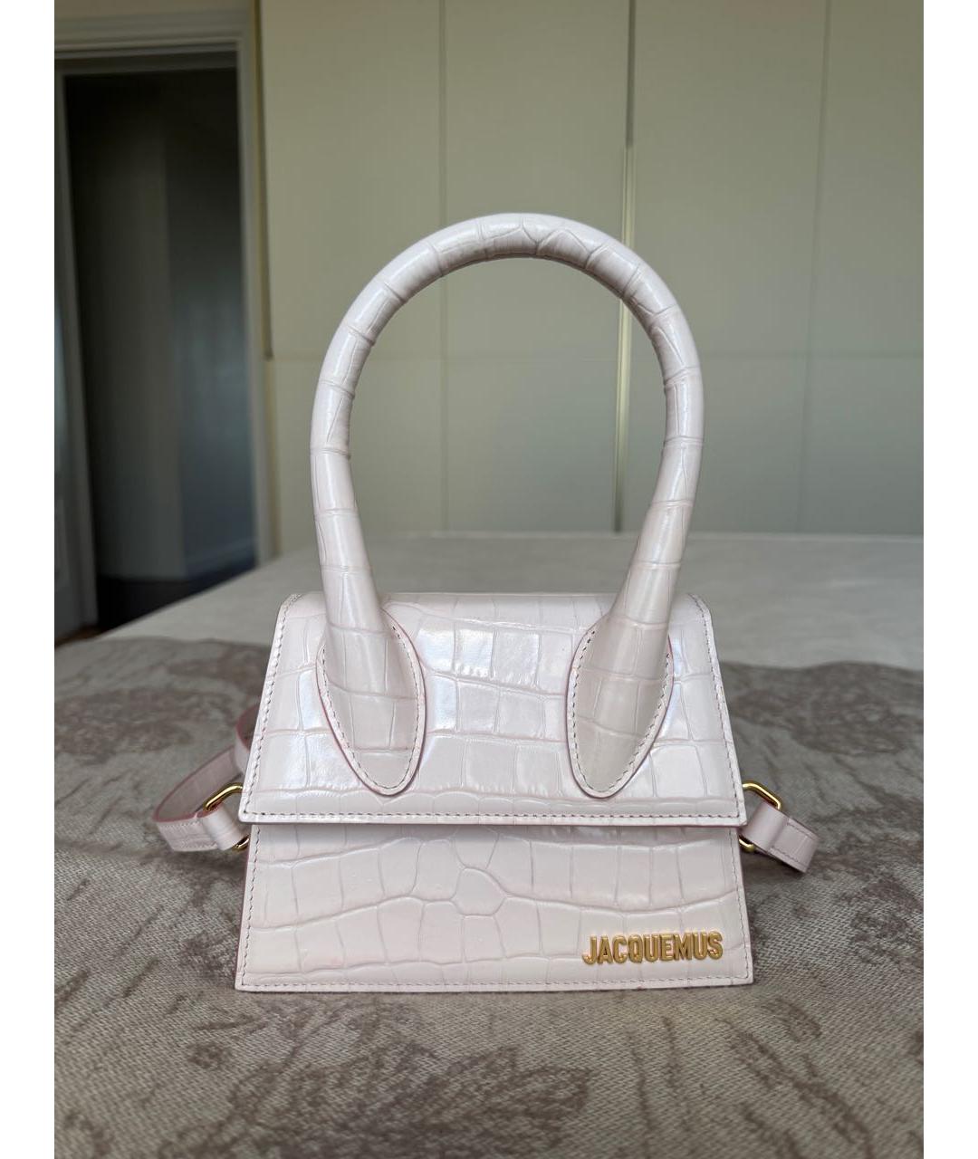 JACQUEMUS Розовая кожаная сумка с короткими ручками, фото 7