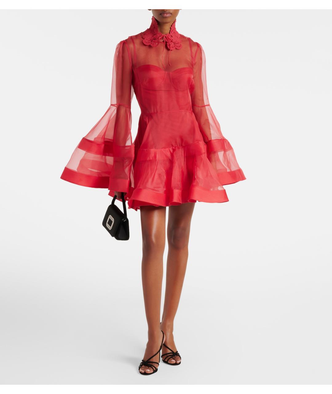 ZIMMERMANN Красное шелковое коктейльное платье, фото 3