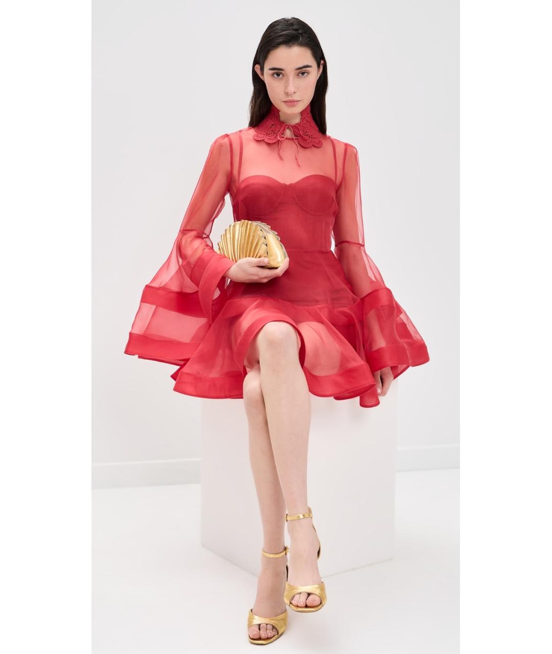 ZIMMERMANN Красное шелковое коктейльное платье, фото 8