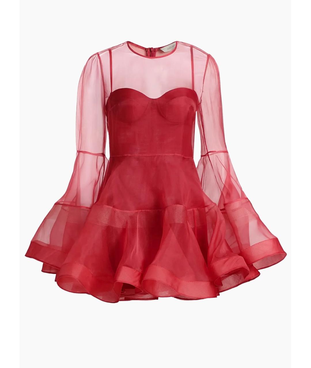 ZIMMERMANN Красное шелковое коктейльное платье, фото 10