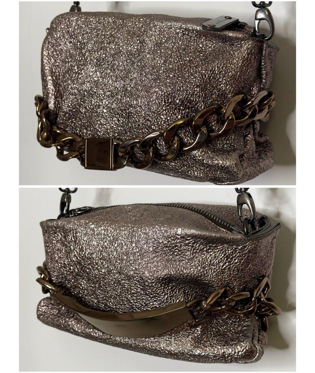 MAISON MARGIELA Серебряная кожаная сумка через плечо, фото 2
