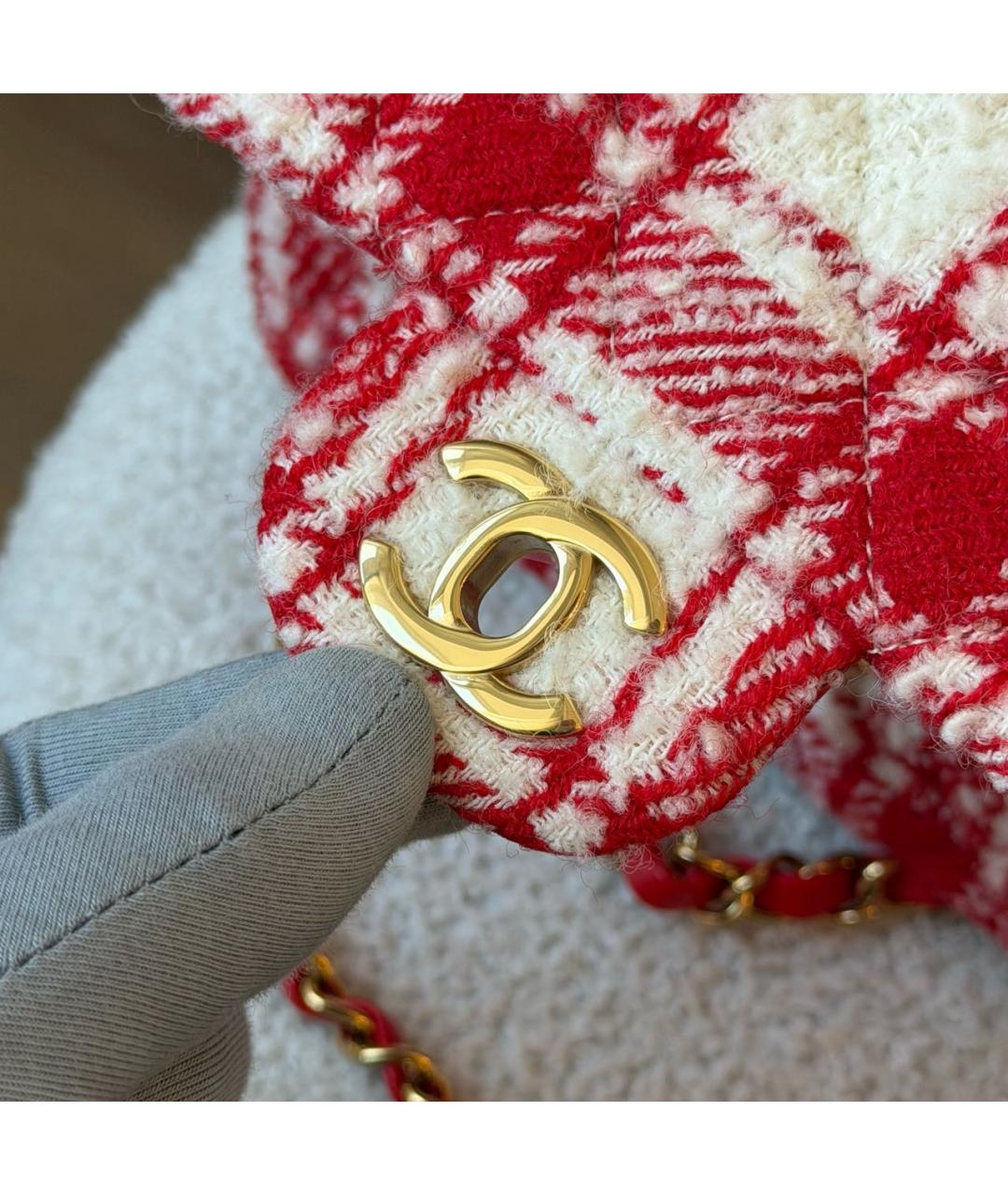CHANEL Красная твидовая сумка через плечо, фото 6