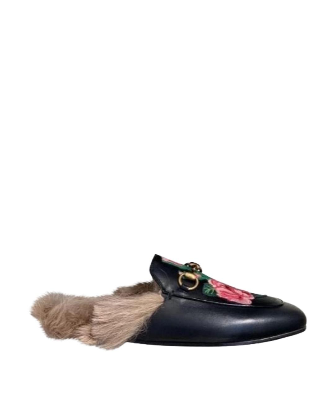 GUCCI Черные кожаные мюли, фото 1