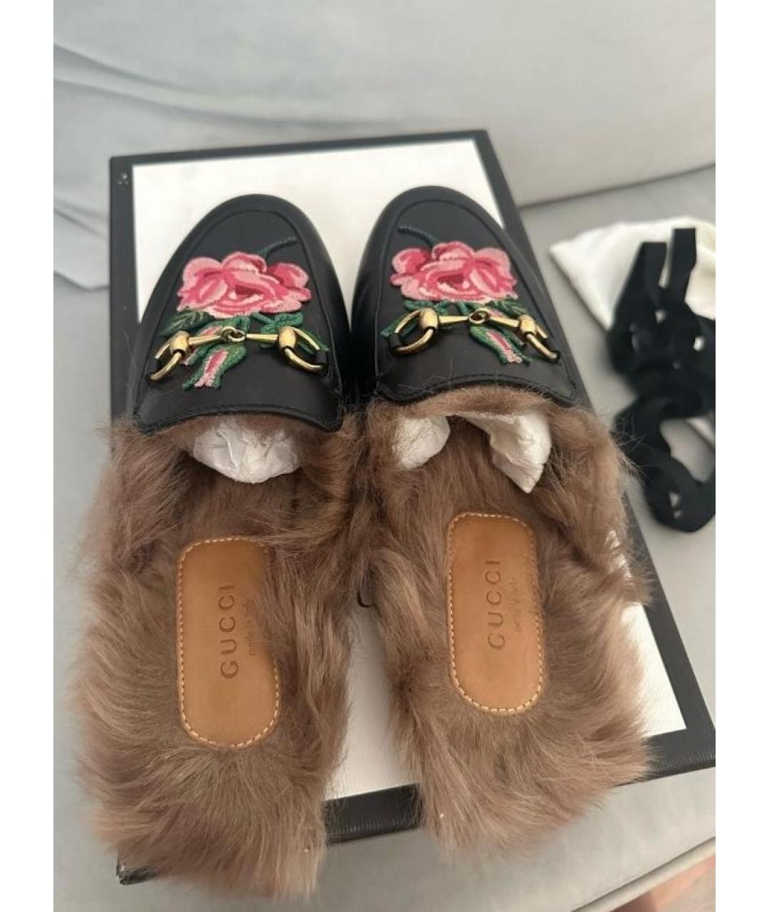 GUCCI Черные кожаные мюли, фото 2