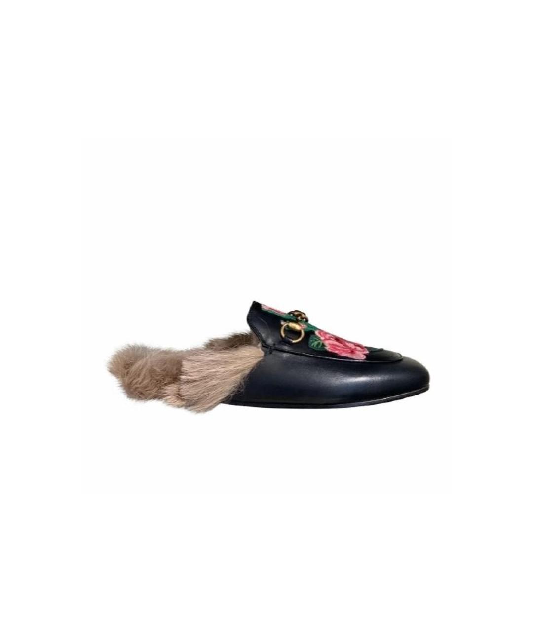 GUCCI Черные кожаные мюли, фото 4