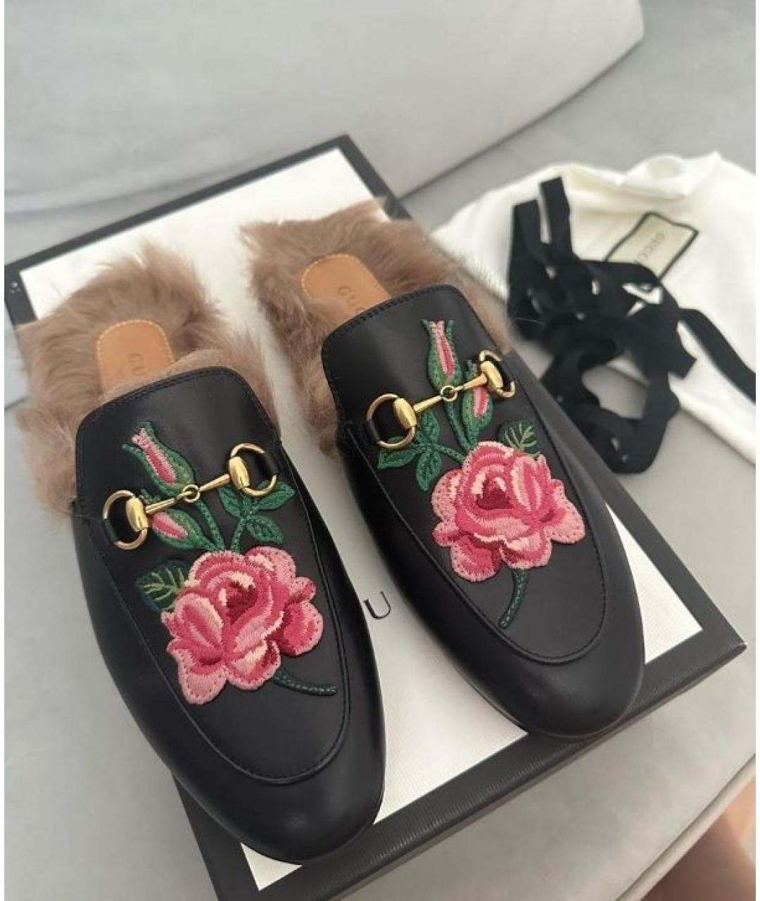 GUCCI Черные кожаные мюли, фото 3