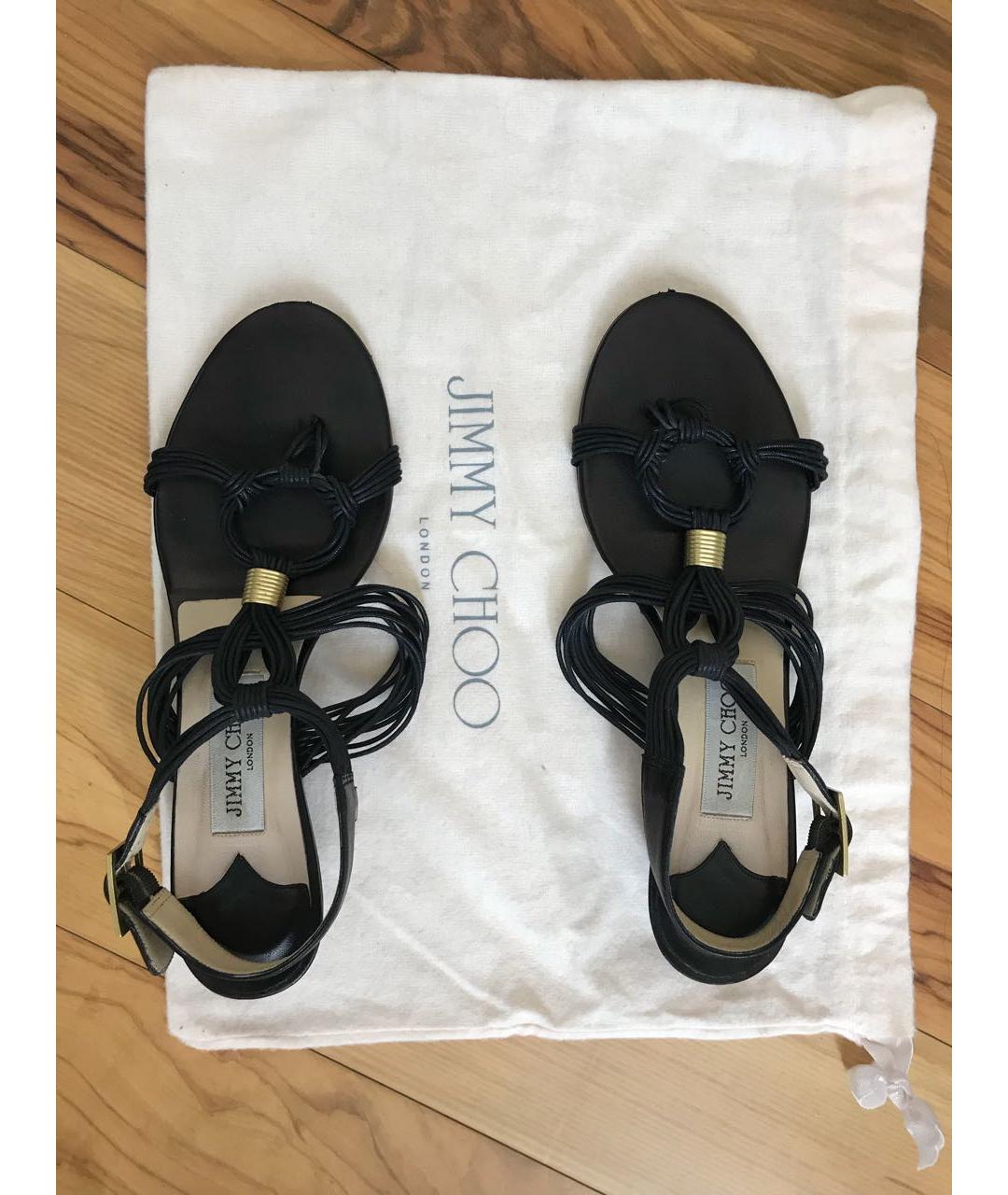 JIMMY CHOO Черные кожаные босоножки, фото 6